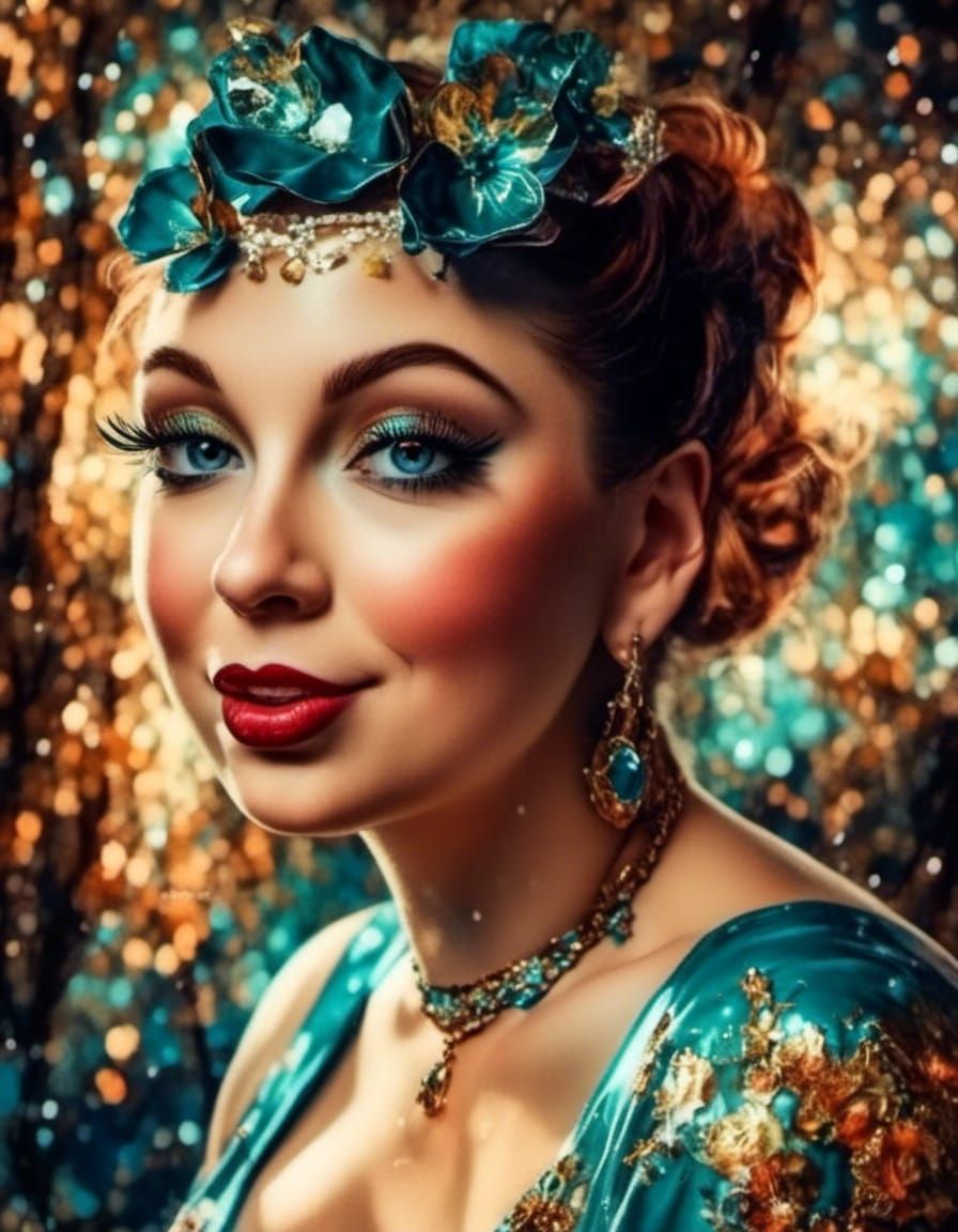 Vintage Fairy Pin-Up in Enchanted Forest