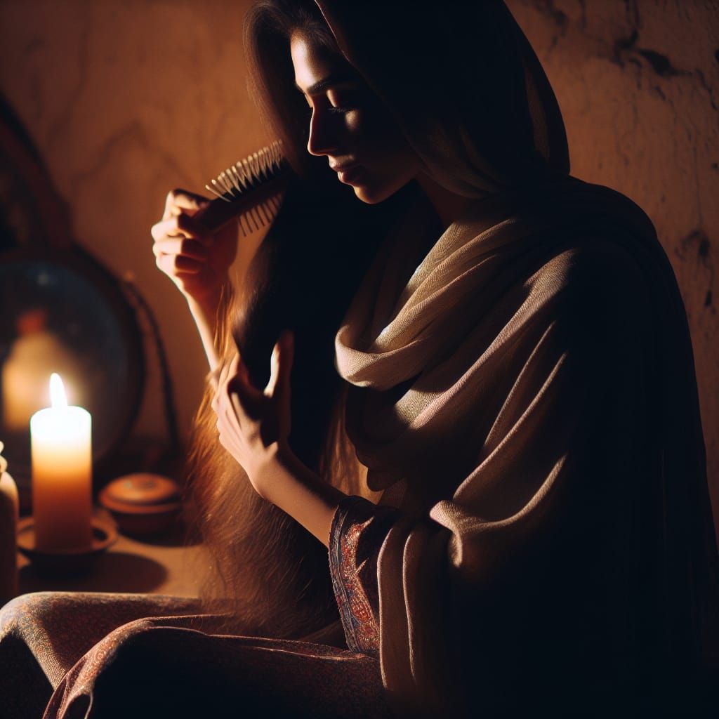 Serene Middle Eastern Woman in Candlelit Moment