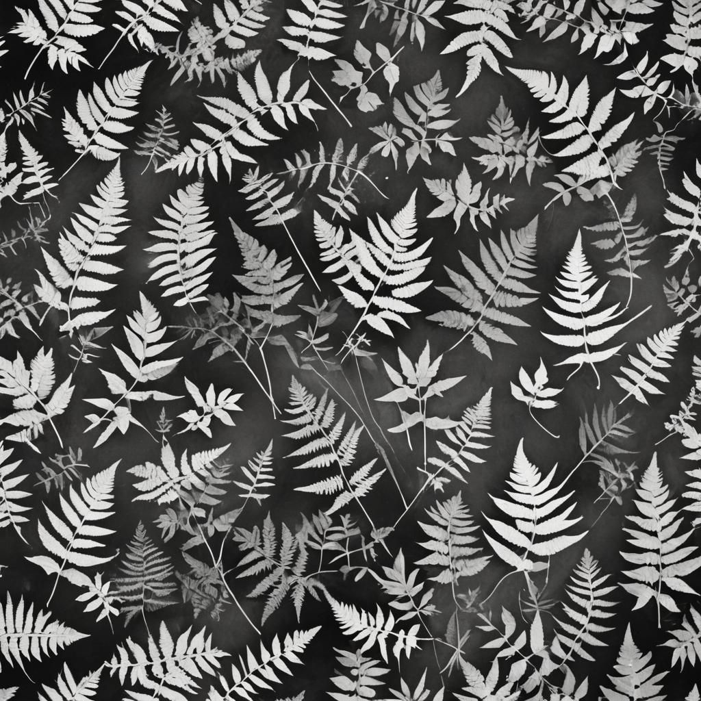 Abstract Botanical Photogram in Black and White