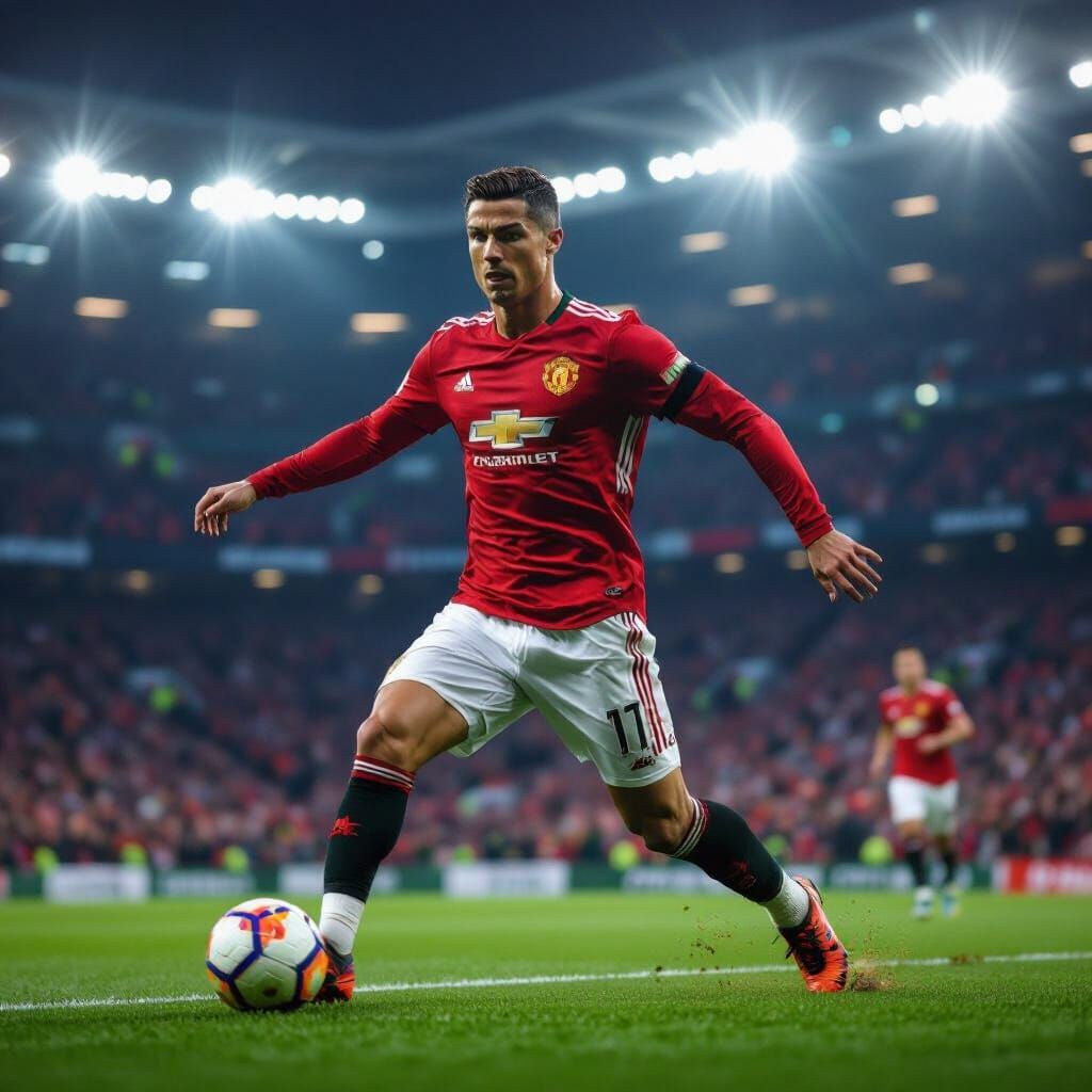 Cristiano Ronaldo in Action: Manchester United's Red Kit