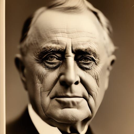 Detailed Sepia Portrait of Franklin D. Roosevelt