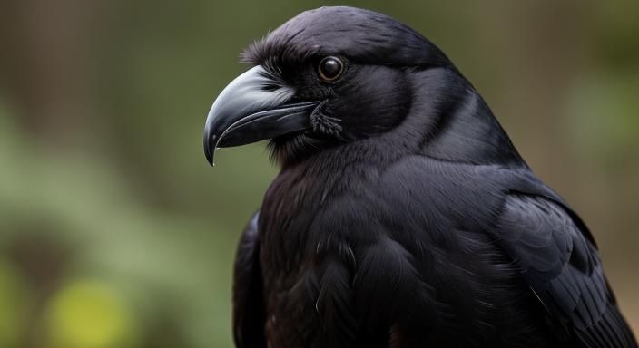 Raven Portrait in 70s Style Photo Art