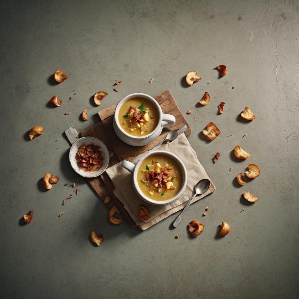 Potato, Bacon, and Leek Soup Still Life