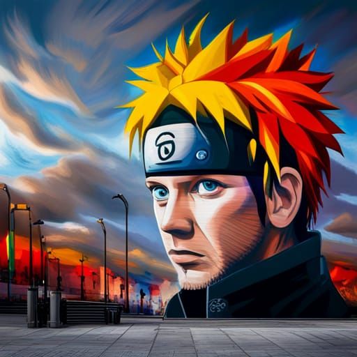 Naruto Street Art in Photorealistic Style