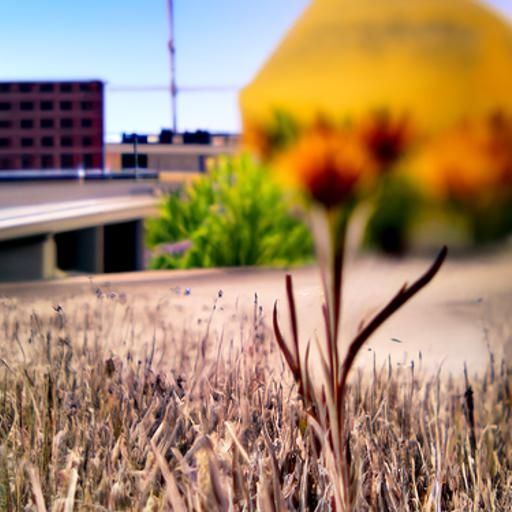 Prairie Landscape on Parking Garage: Realistic Photo