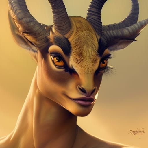 Gazelle-Woman Portrait in African Sunlight