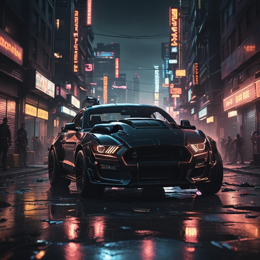 Black Ops Lieutenant in Neon-Lit Sci-Fi Cityscape