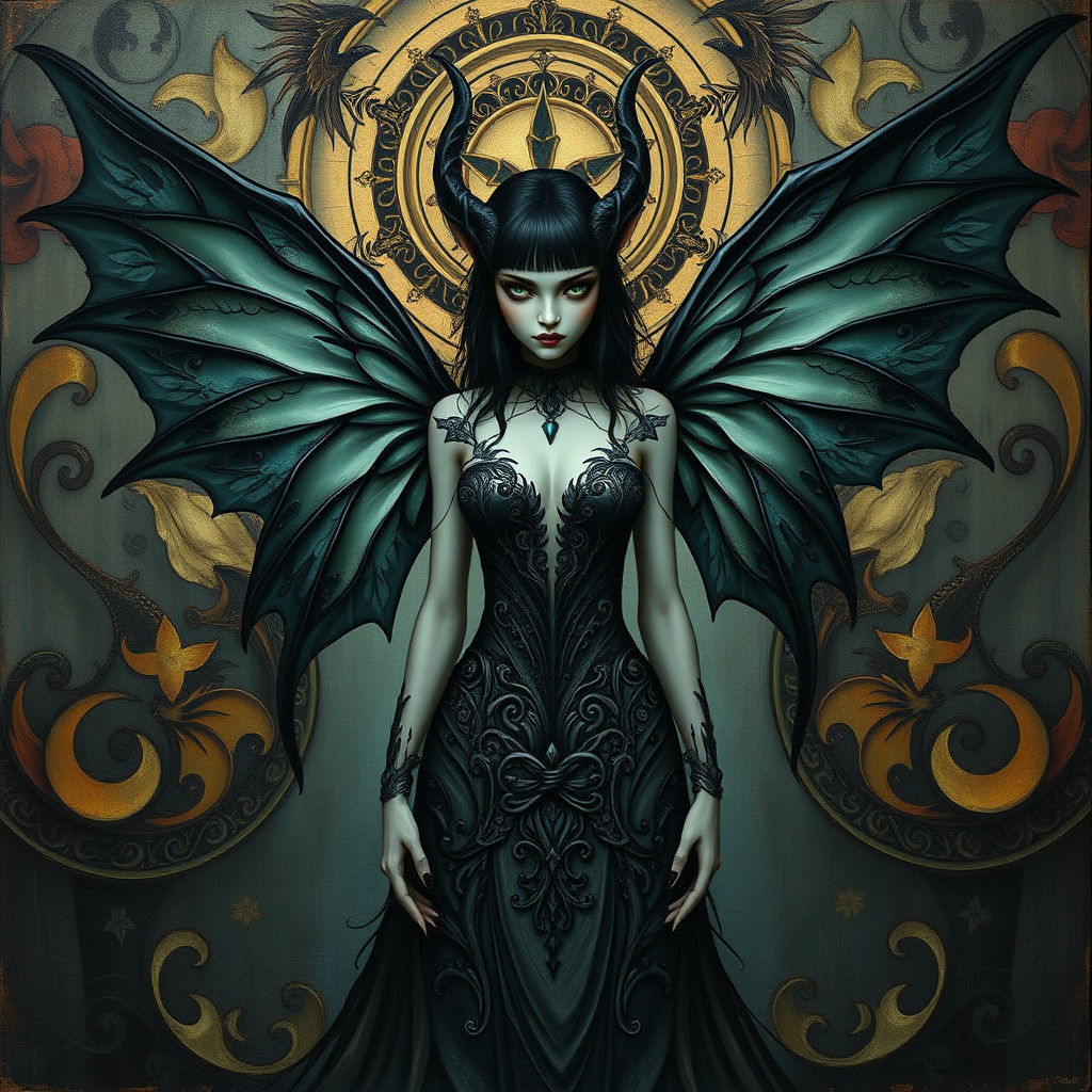 Mystical Dark Fairy Elf in Surrealist Style