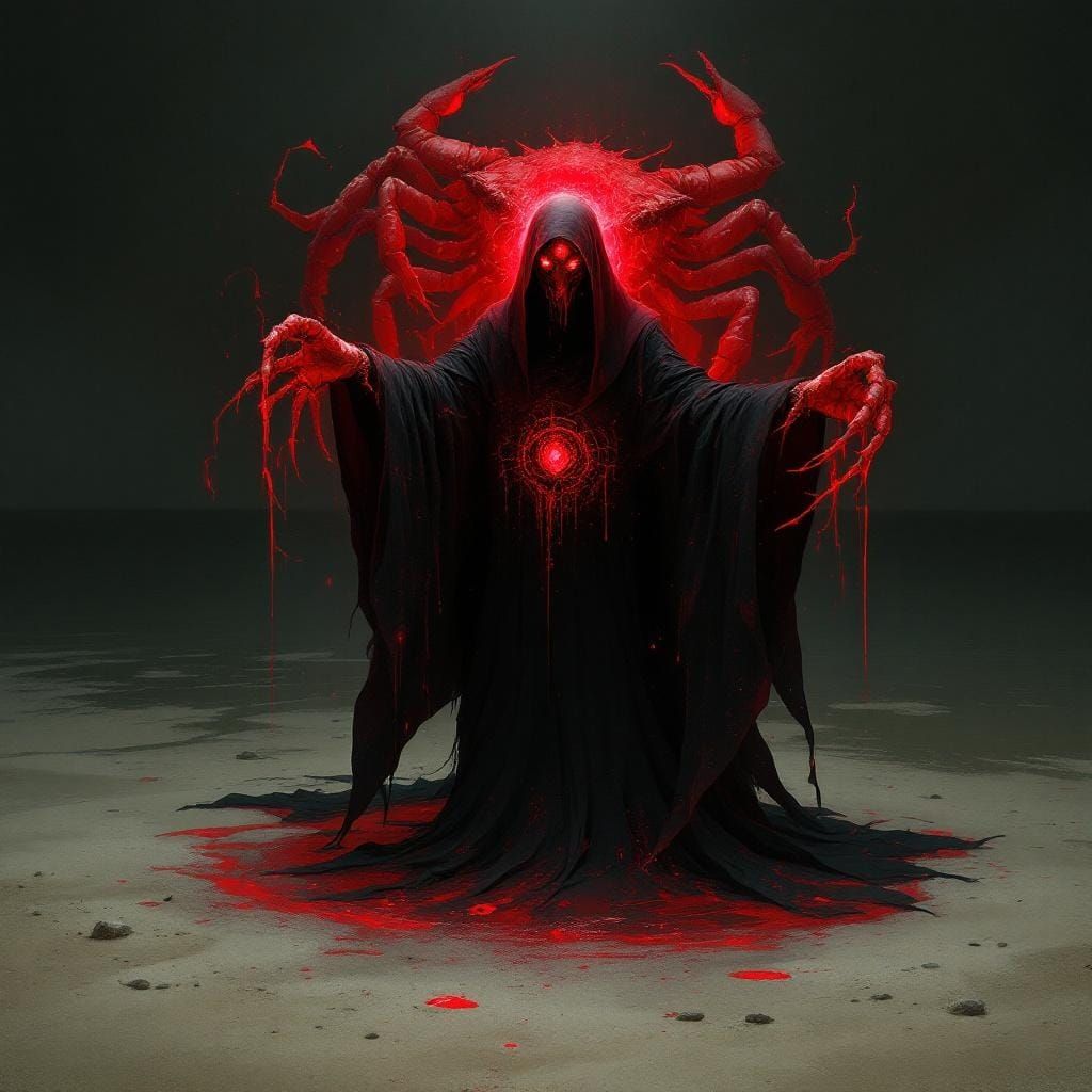 Eerie Ghost Fortune Teller with Crab Aura