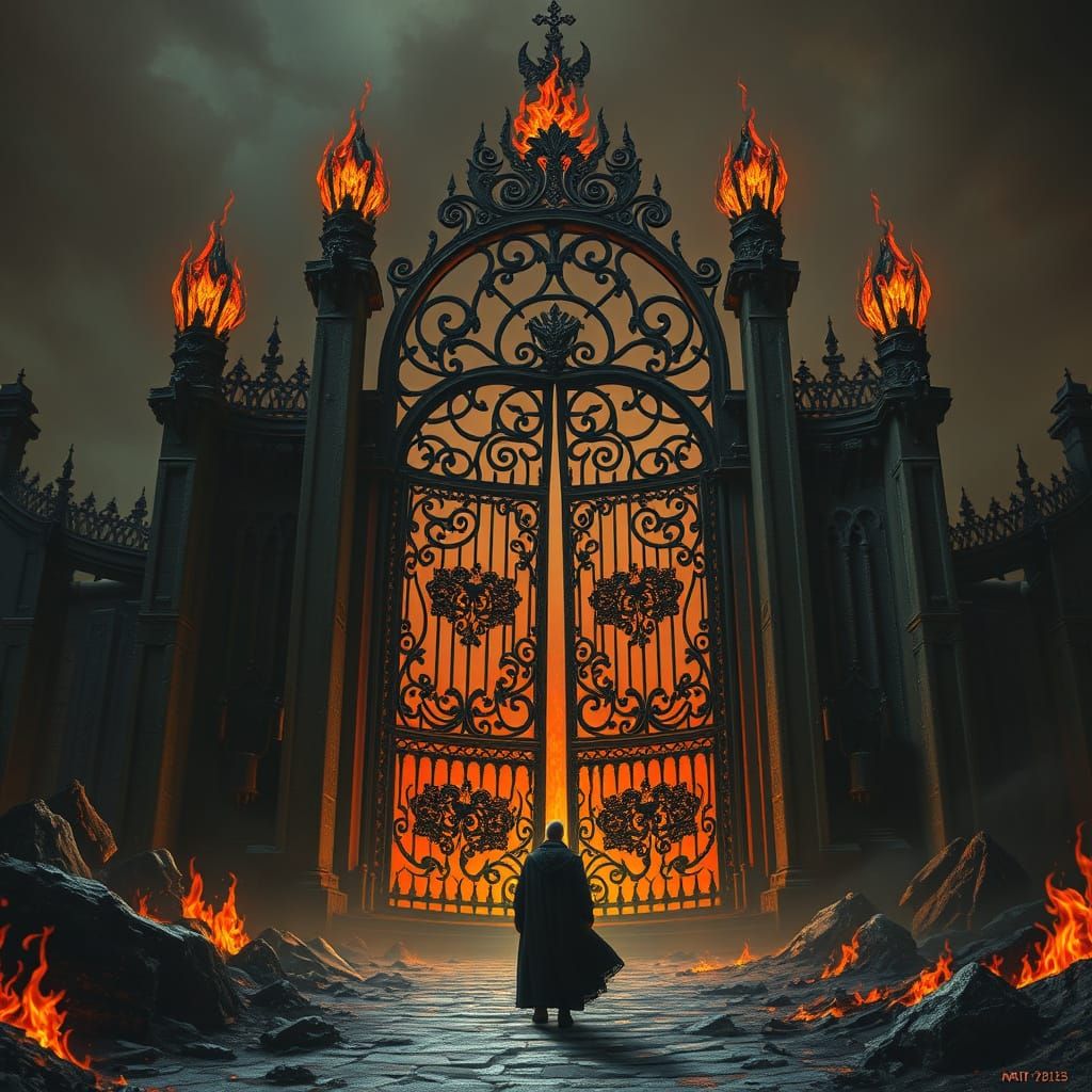 Ominous Gates to Hell in Biomechanical Style