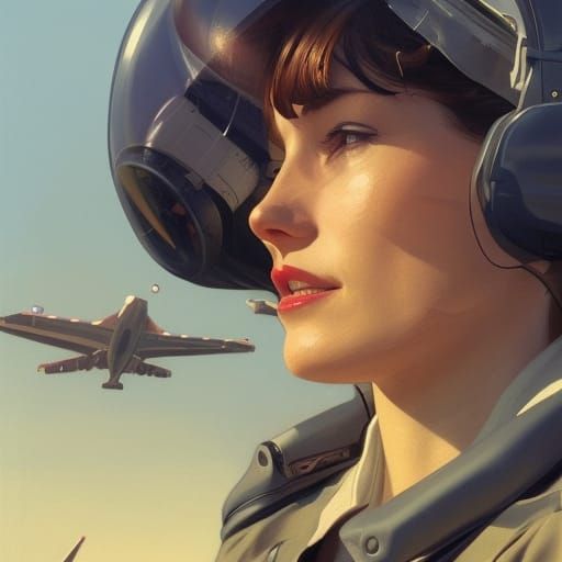 Female Pilot Portrait with Airport Background
