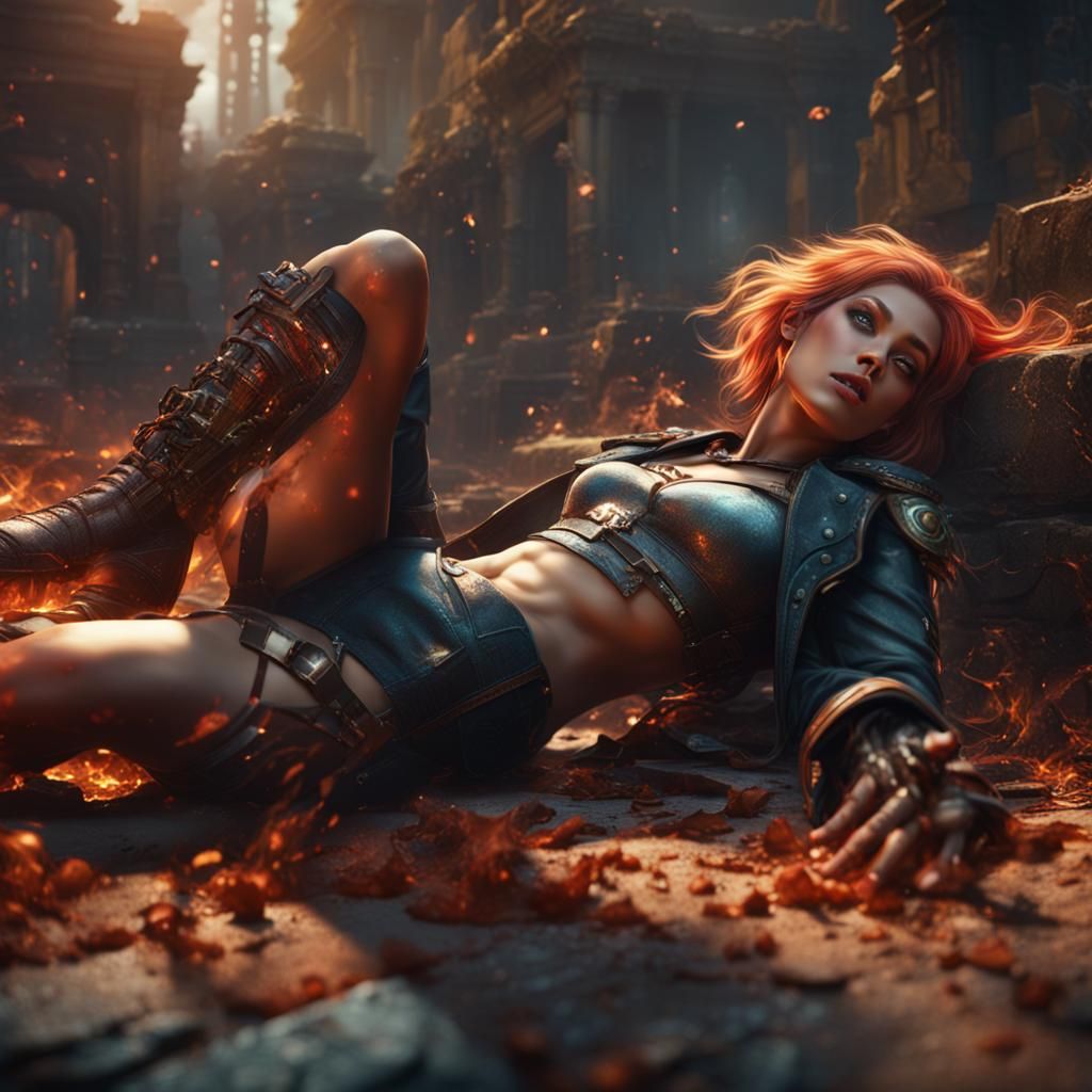 Detailed Matte Painting of Woman Reclining