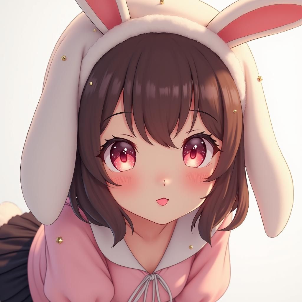 Anime Girl with Bunny Hat in Dreamlike 3D Style