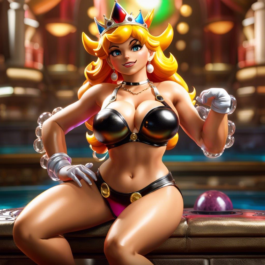 Hyperrealistic Bowsette Model in Wet Bikini