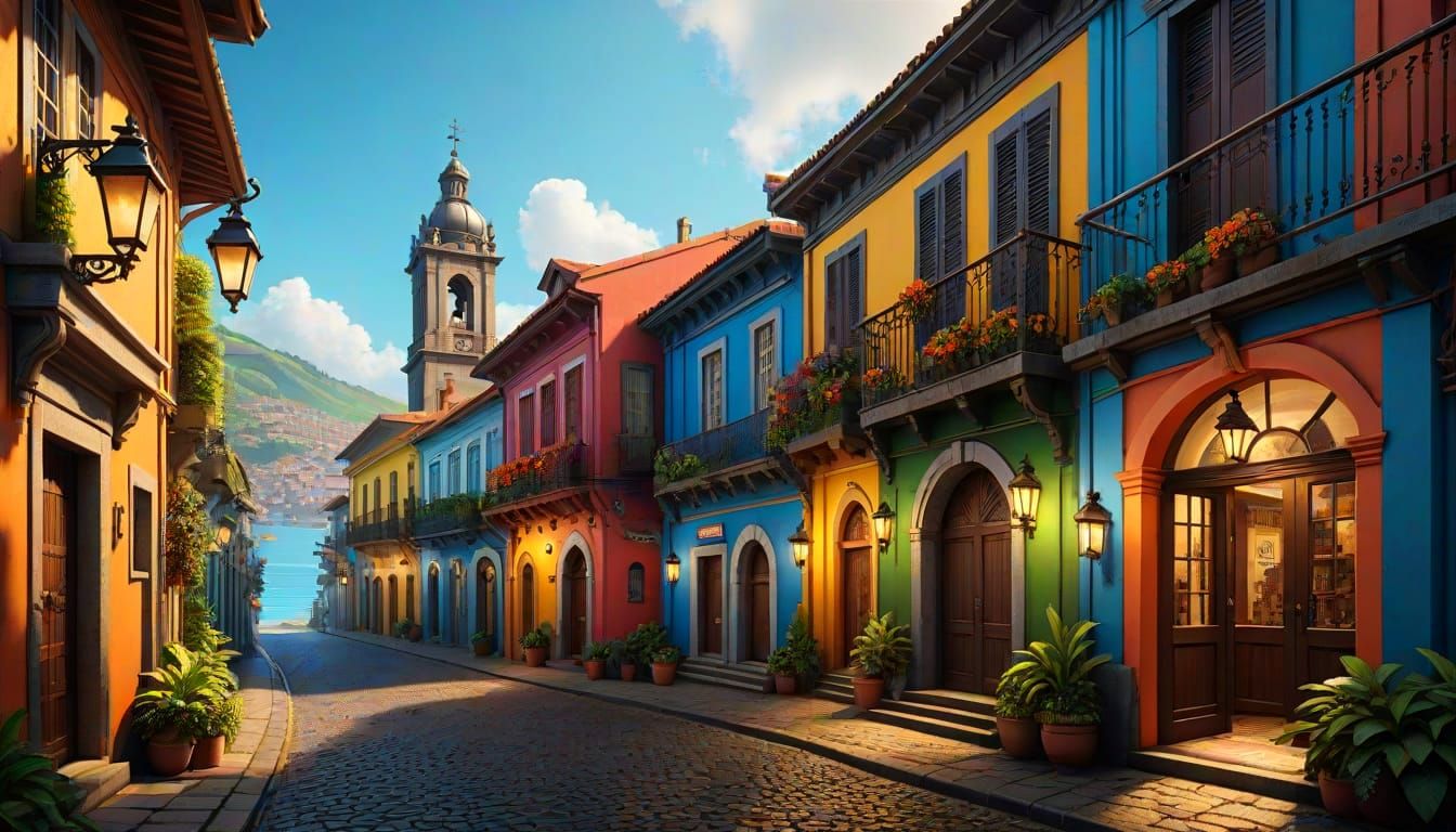 Brazilian Port of São Francisco do Sul as Colorful Painting