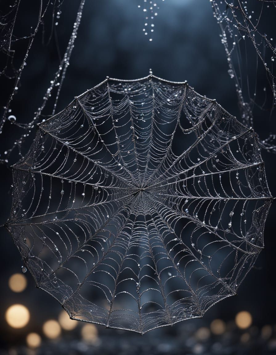 Ethereal Moonlit Spiderweb Hourglass in Void