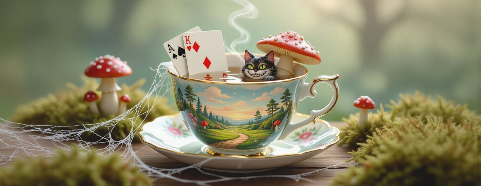 Wonderland Teacup Overflowing with Miniature Landscape