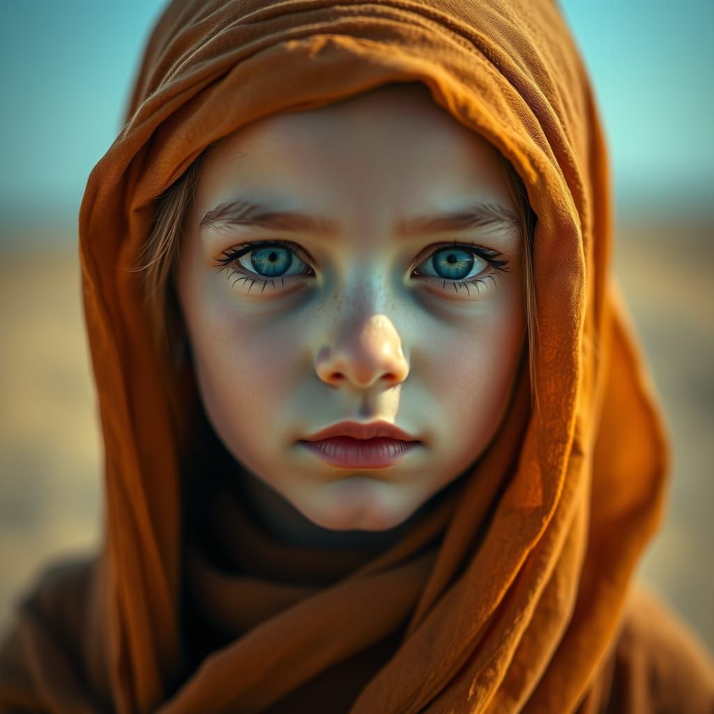 Photorealistic Portrait of a Young Sahara Girl