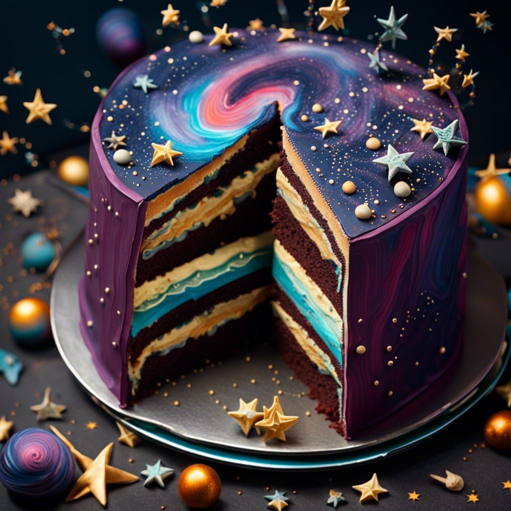 Cosmic Cake Odyssey: A Starry Confection