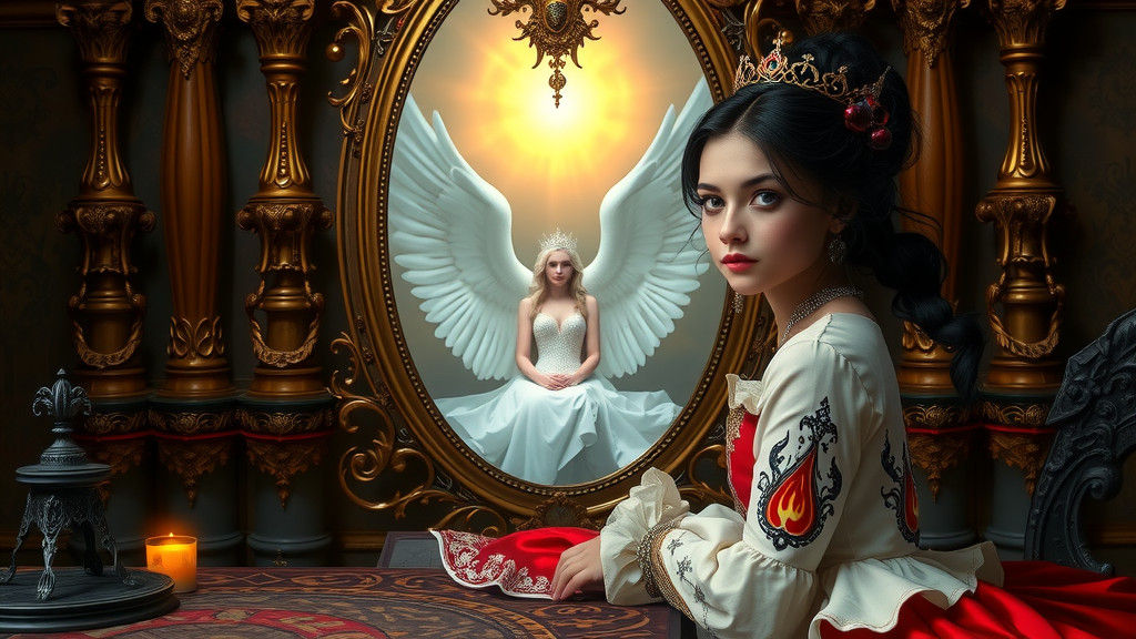 Princess of Hell Mirroring Heaven, Photorealistic 4K