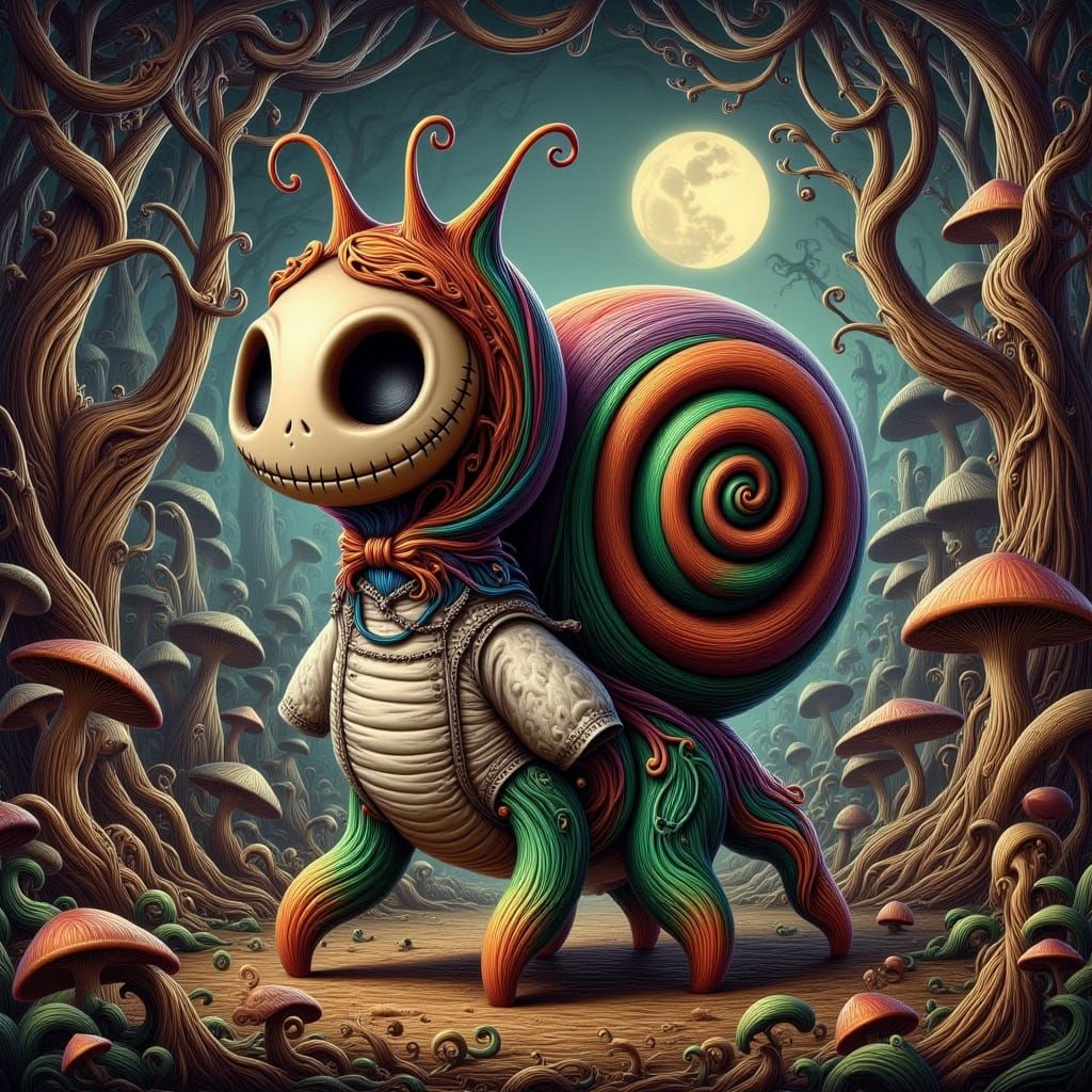 Magical Creature in Twisted Forest, Tim Burton Style