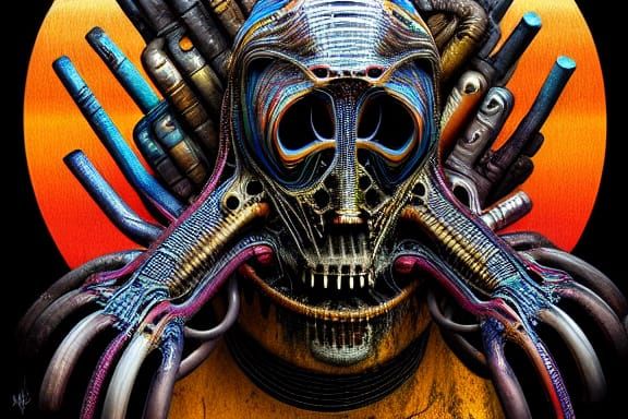 Man Meets God in Scrap Metal Triadic Colors