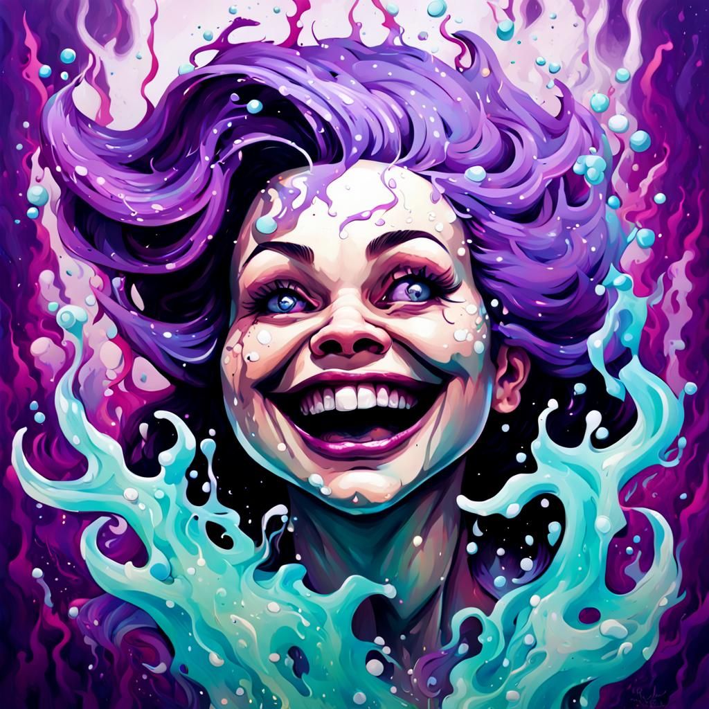 Ursula Portrait with Purple Flames in Graffiti Art