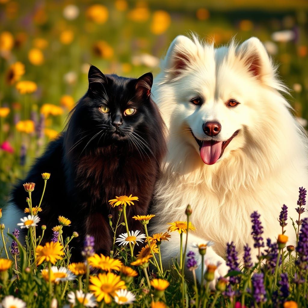 Surreal Scene of Serene Friendship Between Majestic Dog and ...