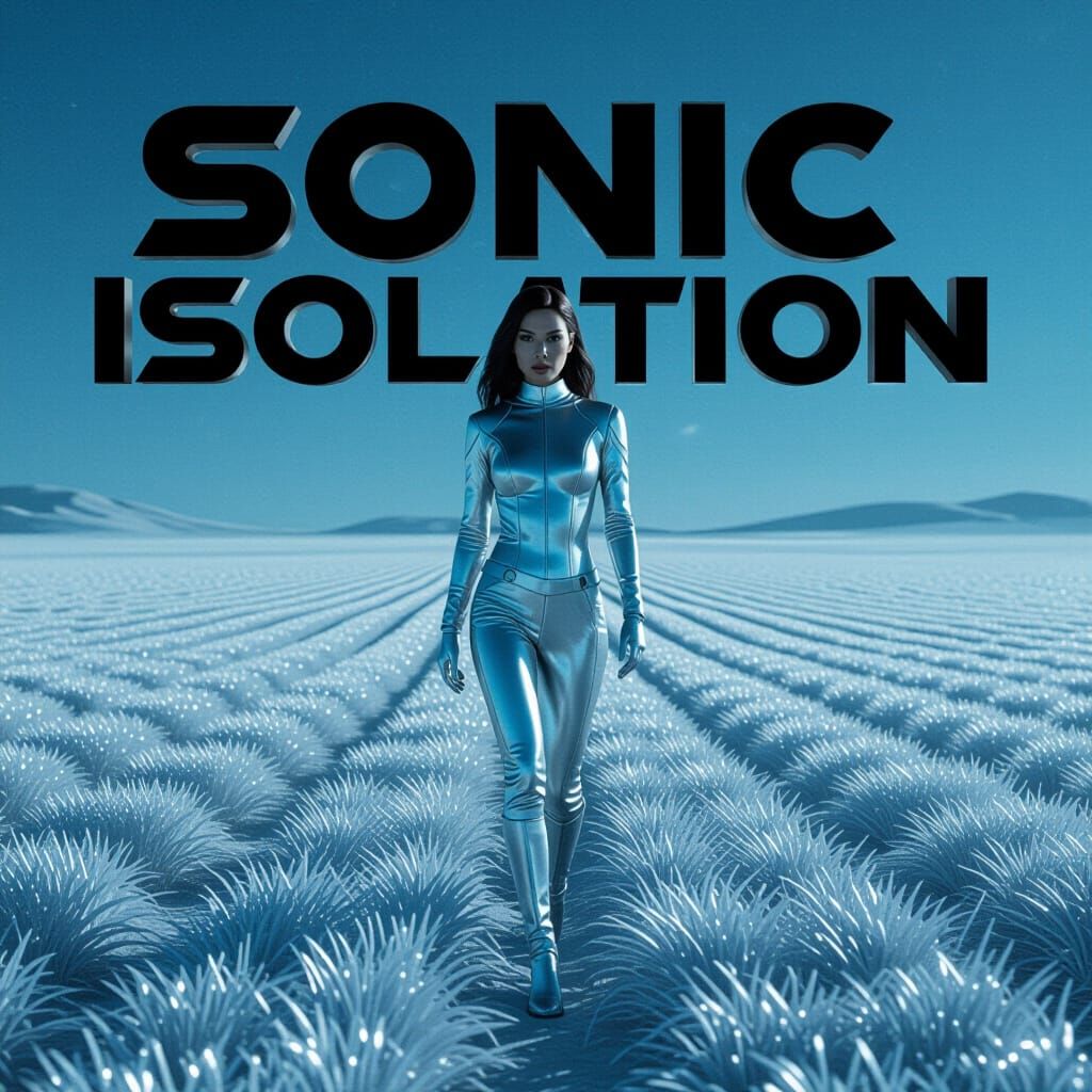 Woman in Metallic Suit in Silver Field