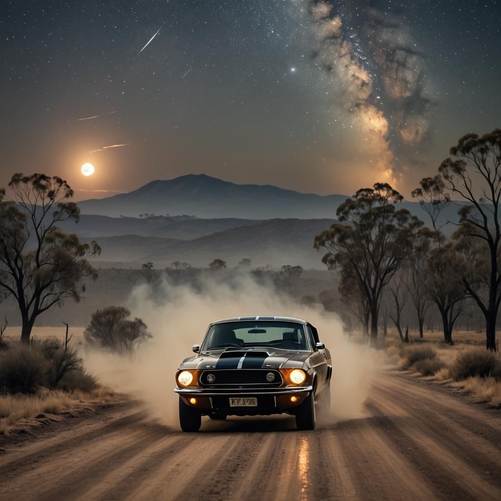 Mustang Shelby GT500 Bushfire Escape at Night