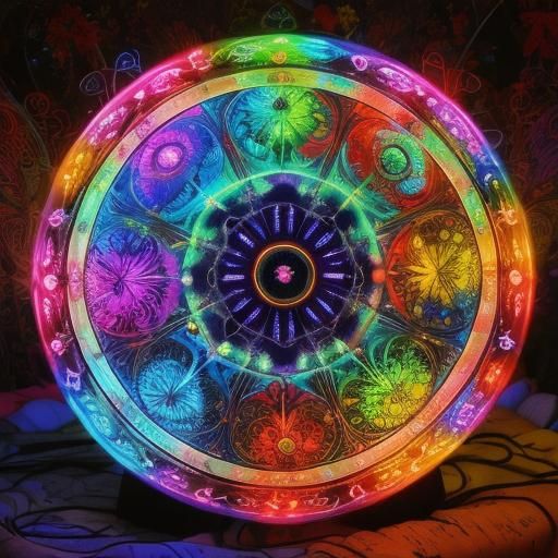 Psychedelic Shaman in Neon Cosmic Dreamscape