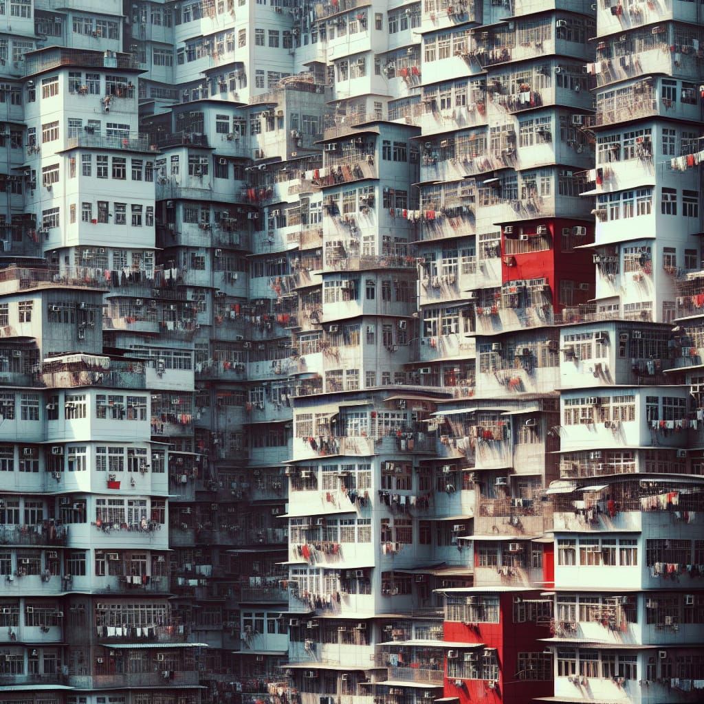 High-Density Urban Living: A Vivid Streetscape