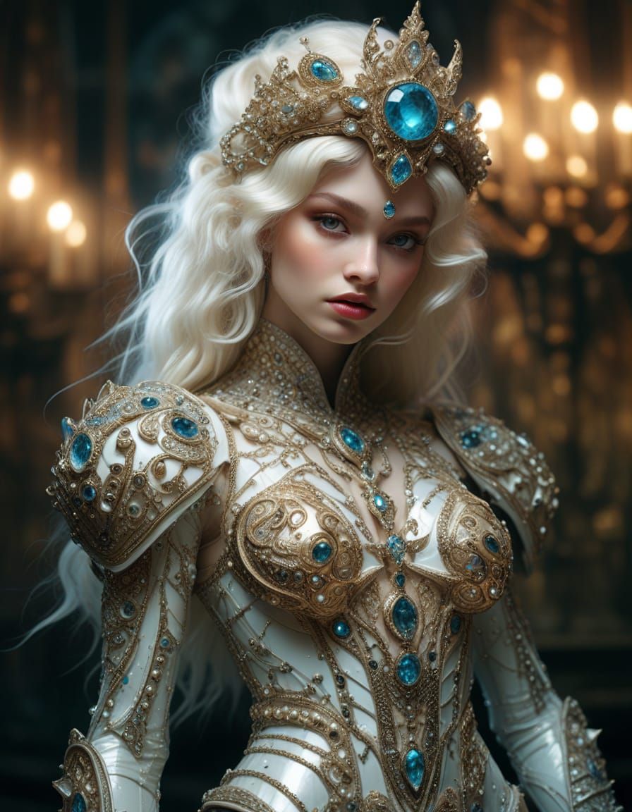 Surreal Sorceress in Luminescent Biosuit, Post-Impressionism