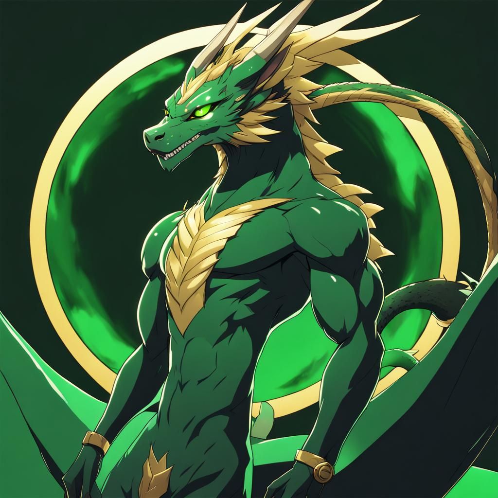 Anime Dragon Character with Emerald Eyes