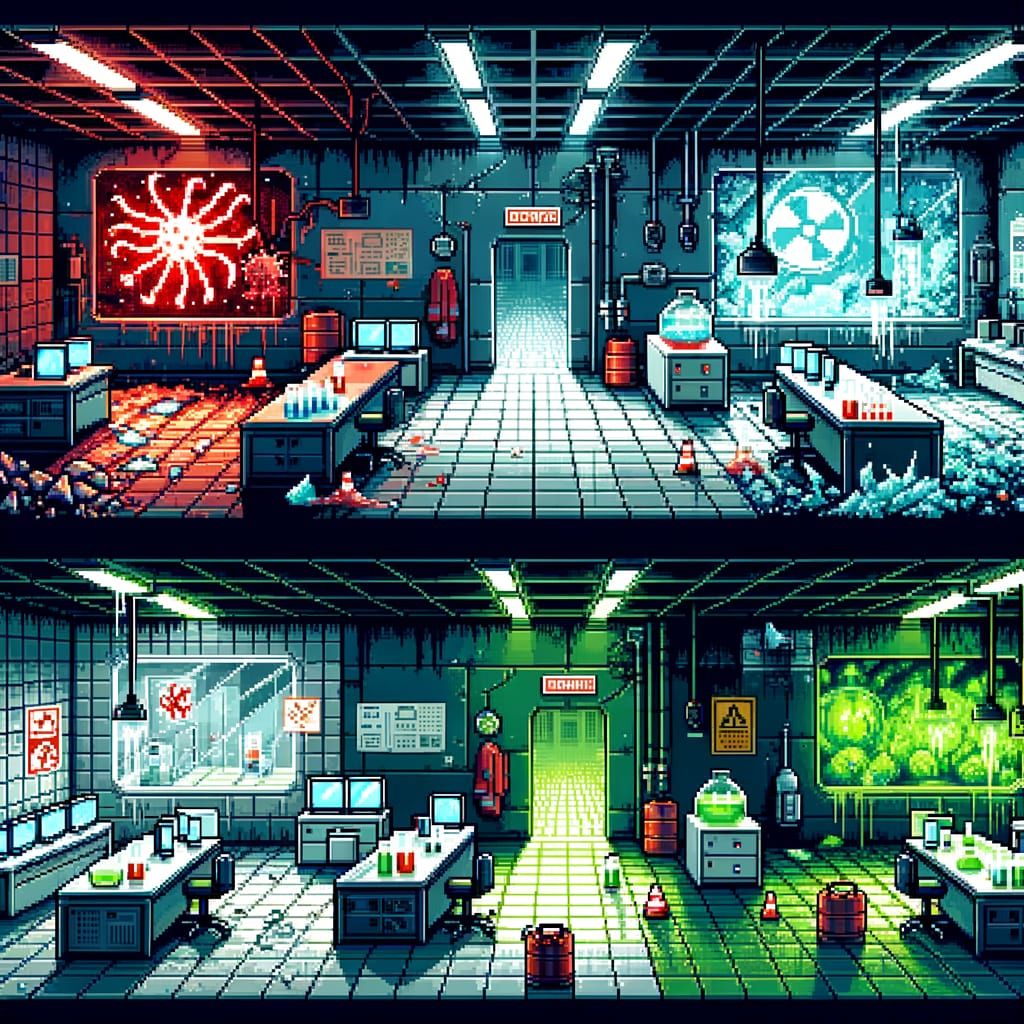 Pixel Art Game Backgrounds: Research Lab Rooms
