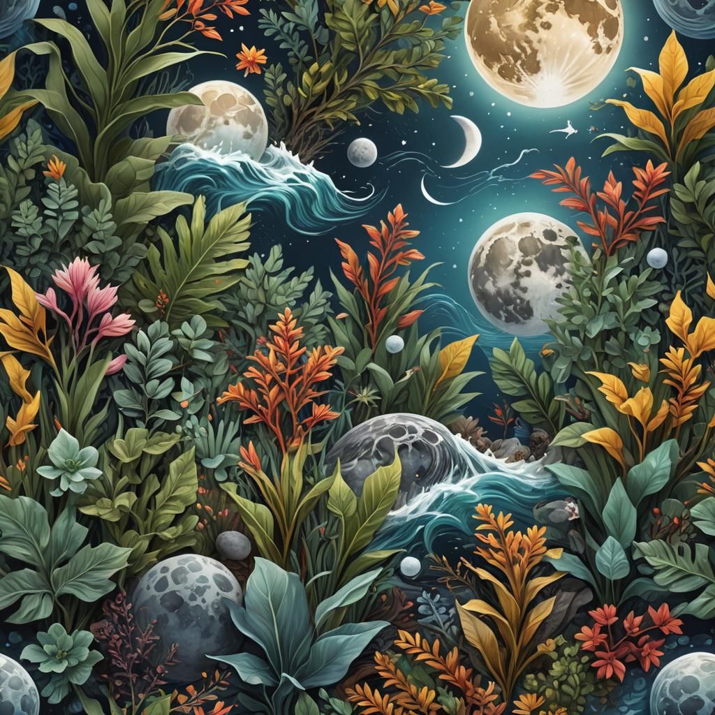 Hygge Moonlit Ocean Plants in Costa Rica