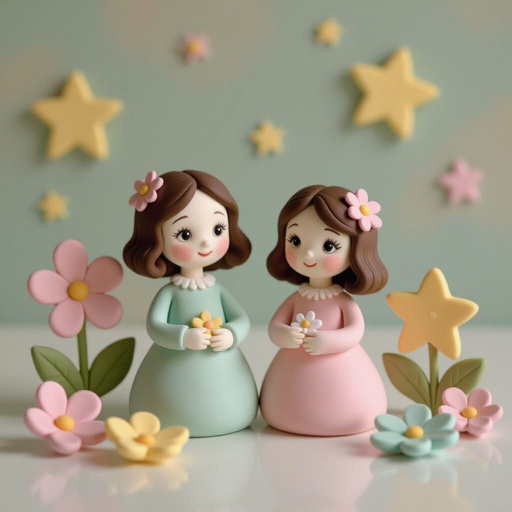 Dreamy Clay Figurines of Flowers and Stars