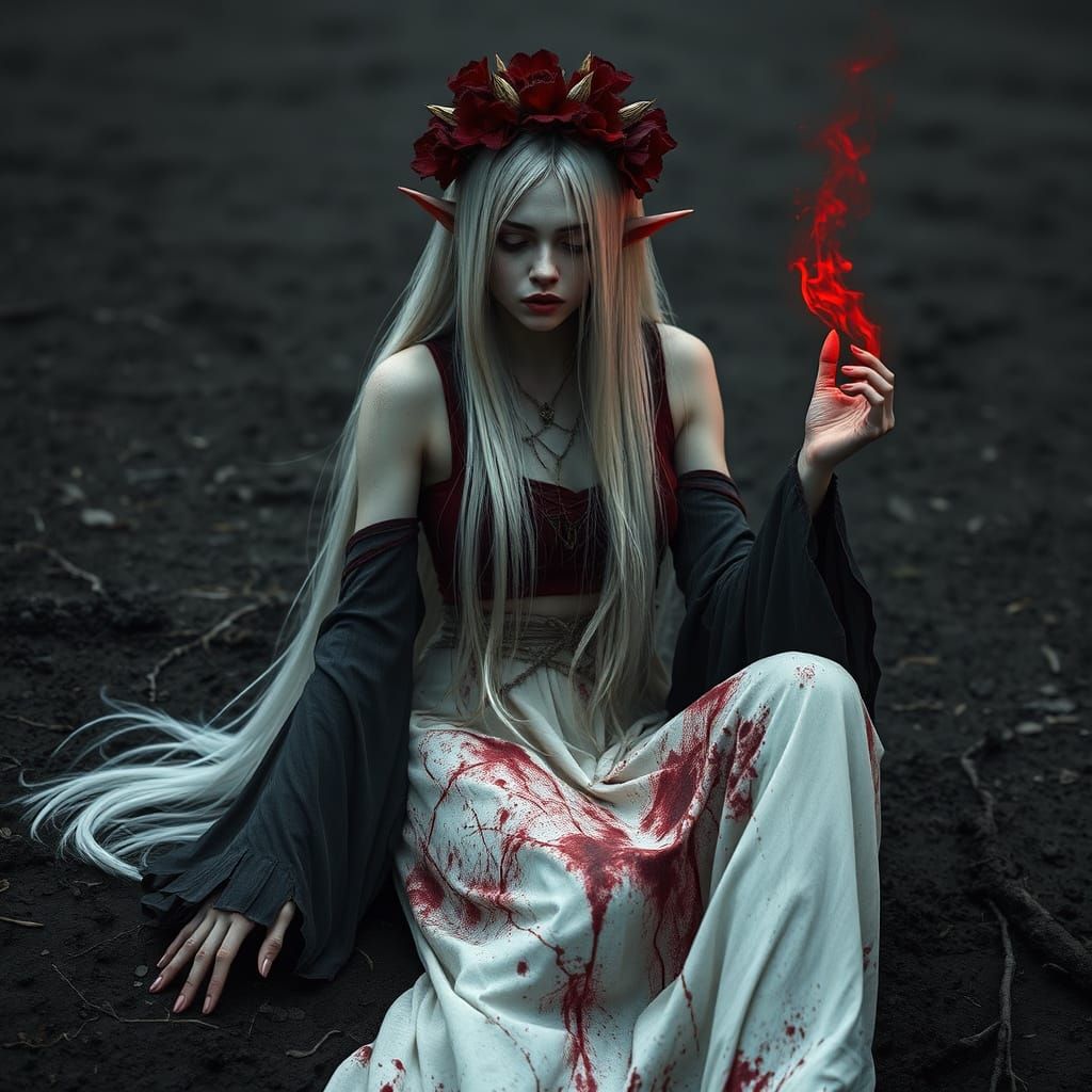 Wilted Flower Fae in Barren Landscape