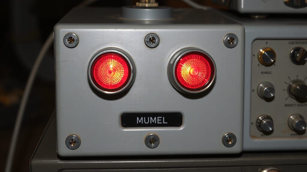 Vintage Metal Console with Red Buttons