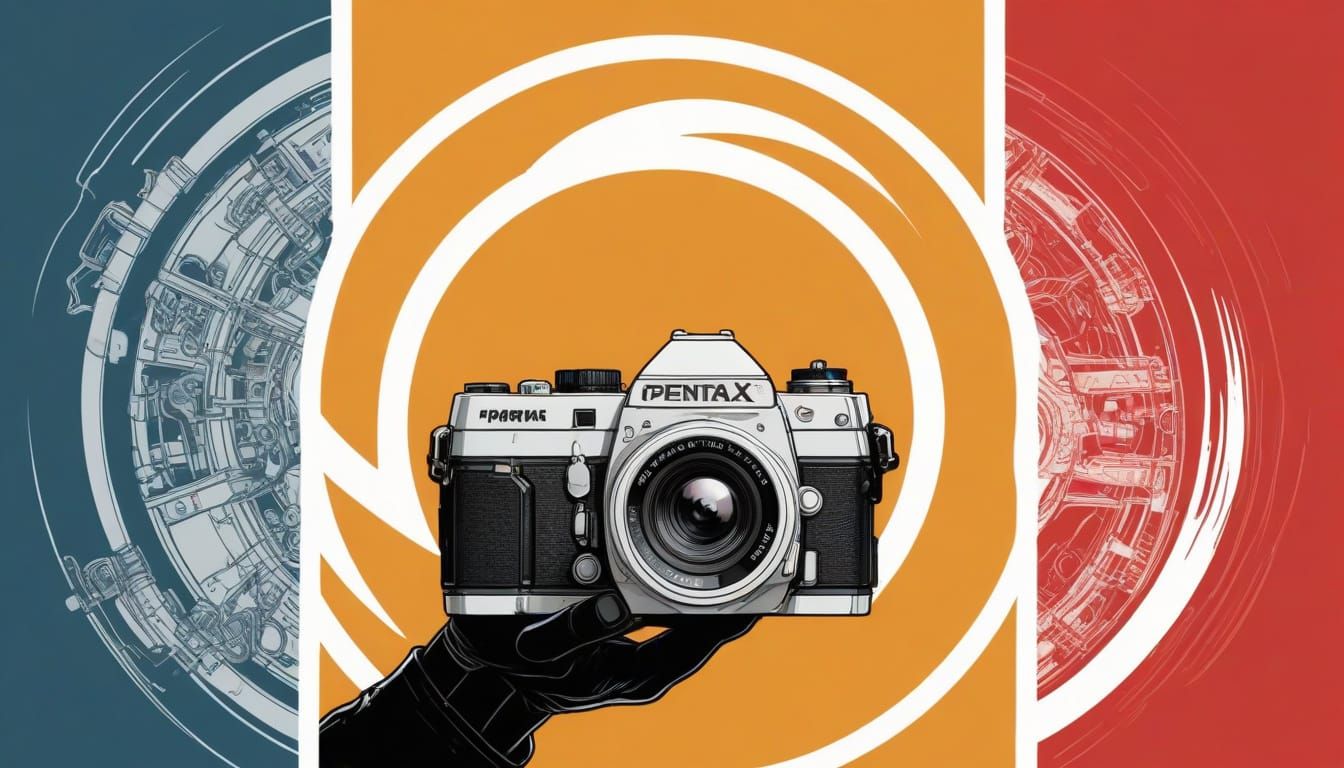 Pentax SLR Camera in Comic Book Manga Style