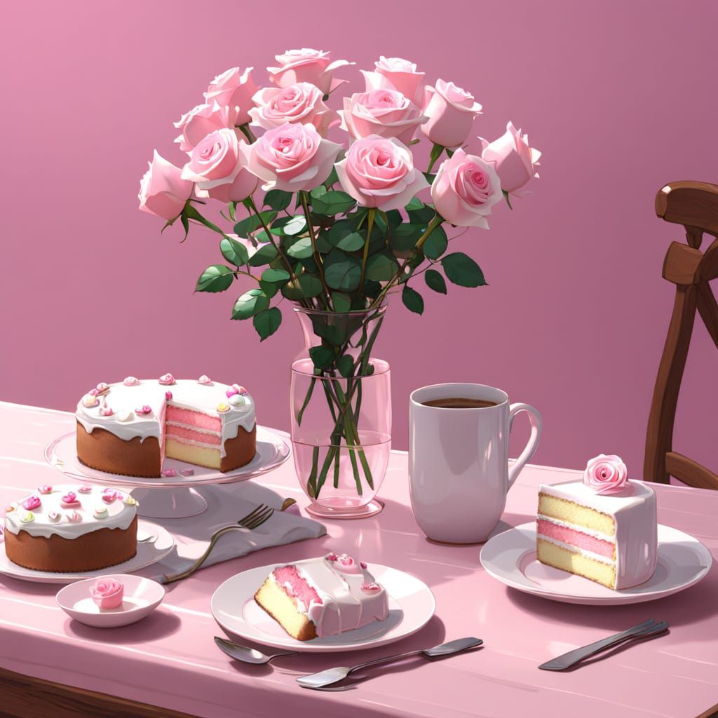 Ethereal Pink Still Life in a Victorian Aesthetic