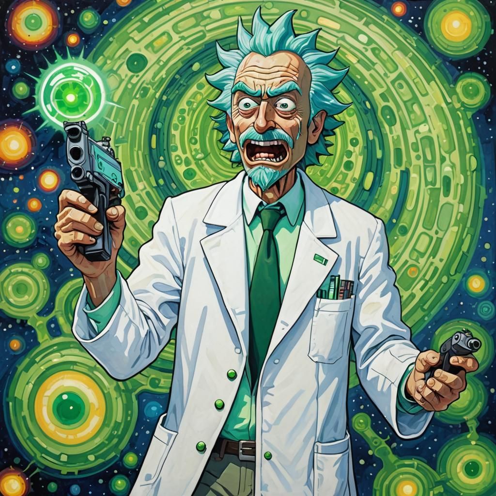 Rick Sanchez as Pointillist Painting by Signac