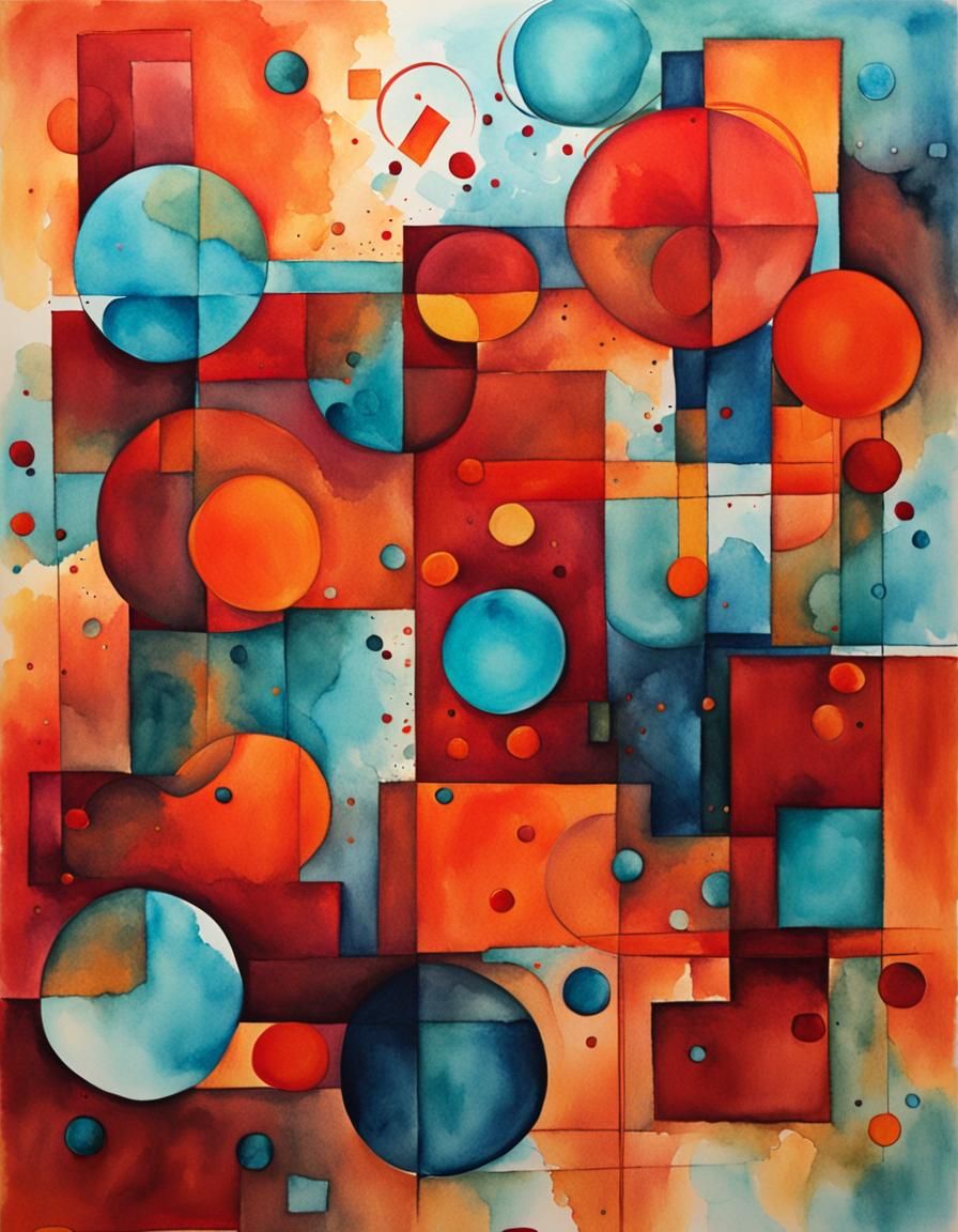 Dynamic Geometric Abstract Art in Expressionist Style