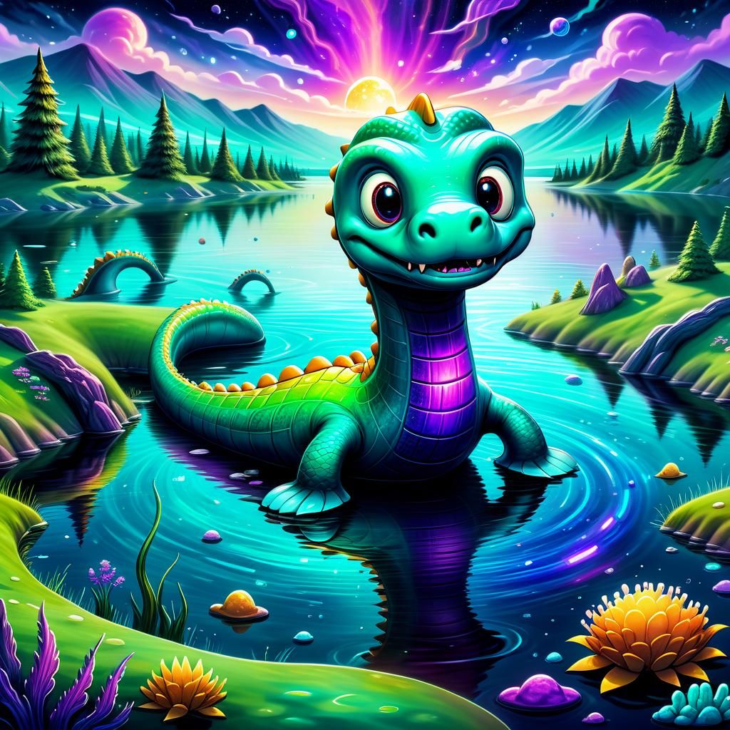 Cartoon cute loch Ness