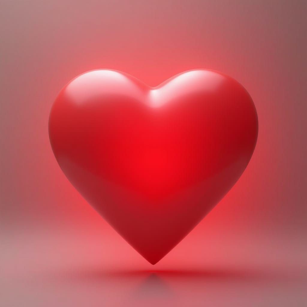 Glowing 3D Red Heart 'Like' Icon
