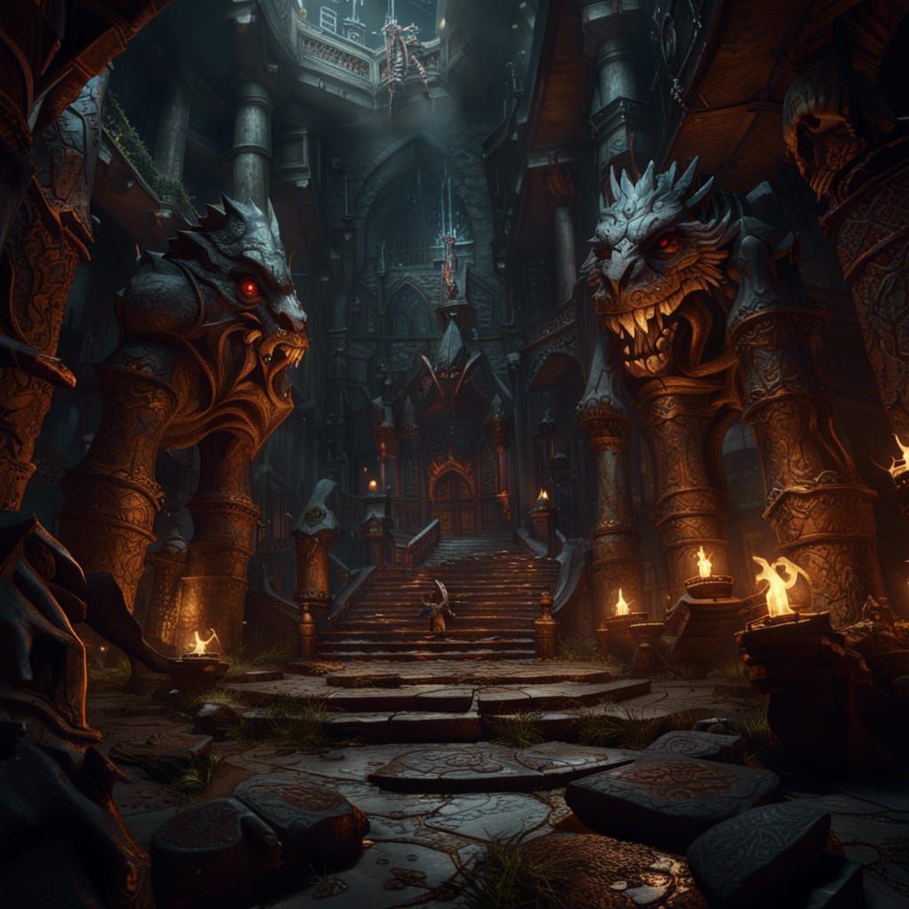 Dark Fantasy Dungeons and Dragons Map in Art Nouveau Style