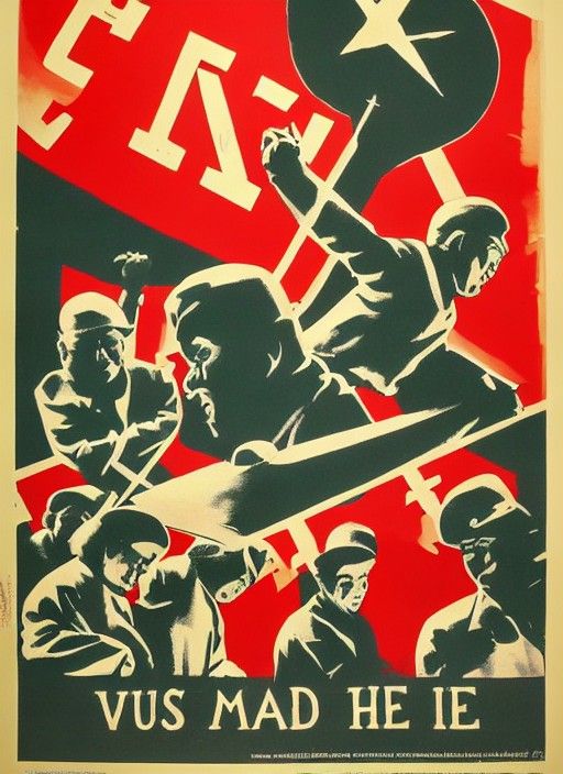 Communist Propaganda Poster in Socialist Modernism Style