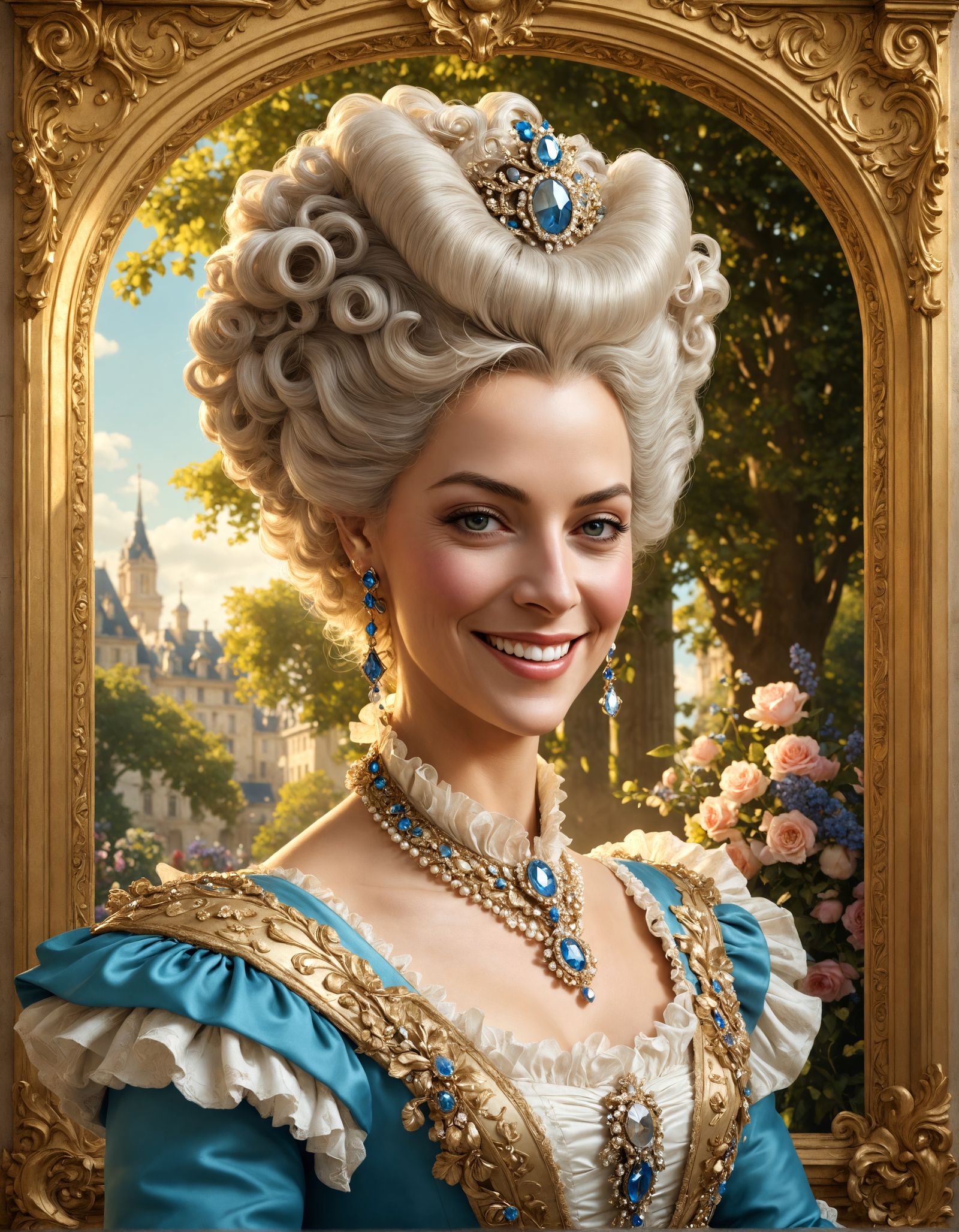 Happy Marie Antoinette Portrait in Art Nouveau Style