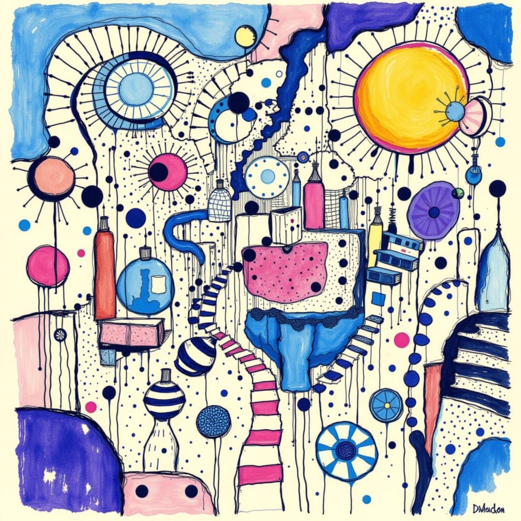 Snakes and Ladders in Blueberry Ink Style