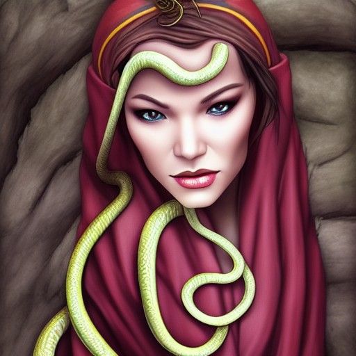 Fantasy Half-Snake Woman Rogue Monk in Hyperdetail